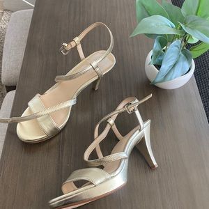 NEW strappy gold Nine West heels! Size 7